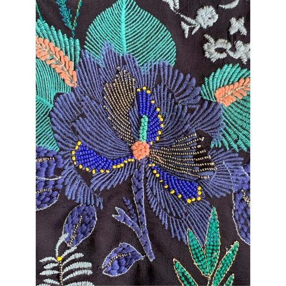 Monsoon Elliah Embroidered Open Kimono Navy Size L - Picture 7 of 12